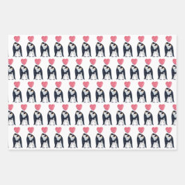 Couple Kaiser Pinguin Herzvalentinstag Geschenkpapier Set