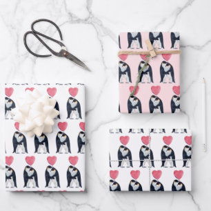 Couple Kaiser Pinguin Herzvalentinstag  Geschenkpapier Set