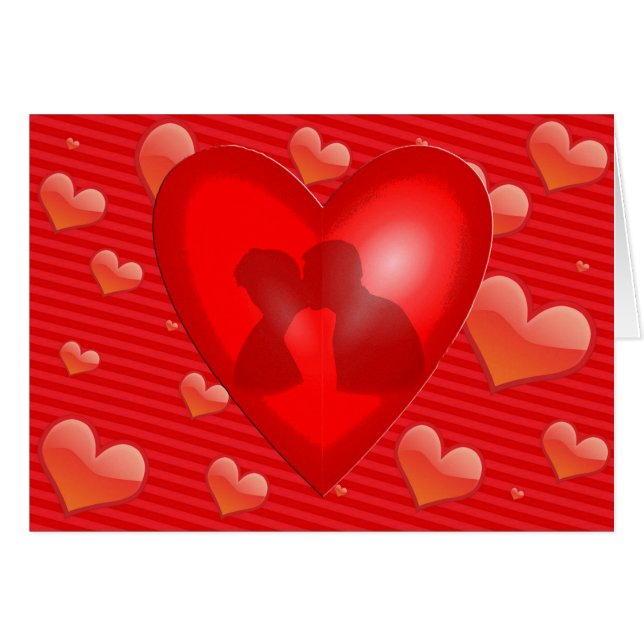 Couple Kissing in Heart mit More Hearcard (Vorderseite (Horizontal))