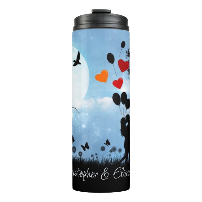 Couple Kissing Romantic Moonlight Personalisiert Thermosbecher (Vorderseite)