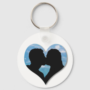 Couple Kissing Silhouette Schlüsselanhänger