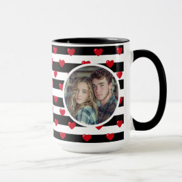Couple Liebe Hearts Stripe | Valentinstag Foto Tasse