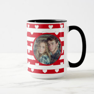 Couple Liebe Hearts Stripe   Valentinstag Foto Tasse