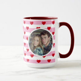 Couple Liebe Hearts Stripe | Valentinstag Foto Tasse
