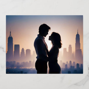 Couple Liebe Romantische Sonnenuntergang Silhouett Folien Feiertagspostkarte
