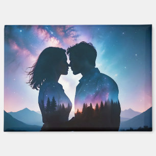 Couple Liebe Romantische Sonnenuntergang Silhouett Magnet