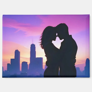Couple Liebe Romantische Sunset Silhouette Beautif Magnet