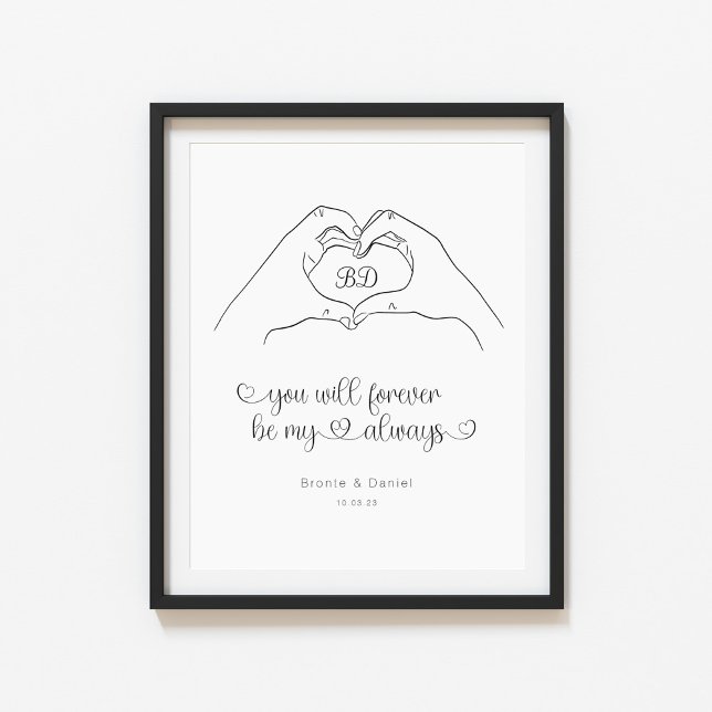 Couple Line Art Heart Shape Hands Poster (Von Creator hochgeladen)