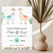 Couple Llama Wedding Save the Date Announction