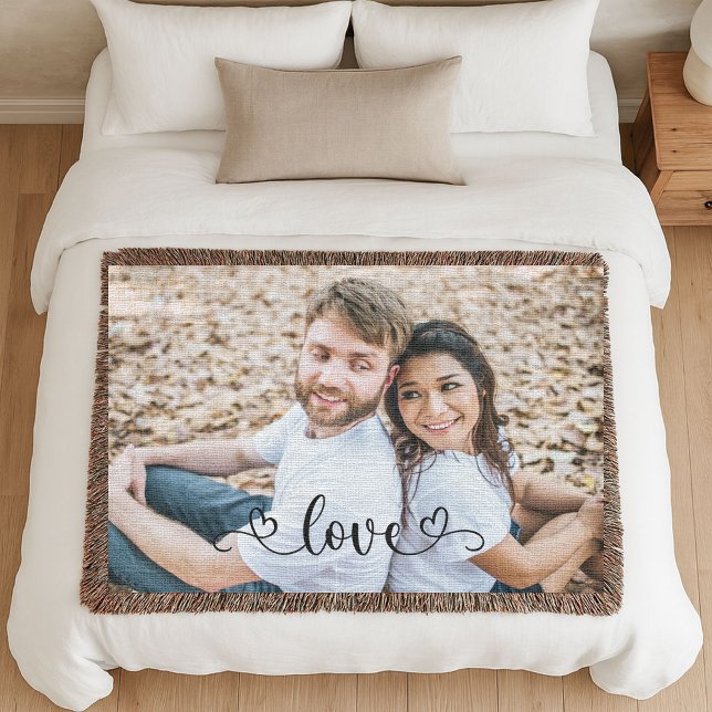 Couple Love Modern Anniversary Photo Woven Decke (Von Creator hochgeladen)