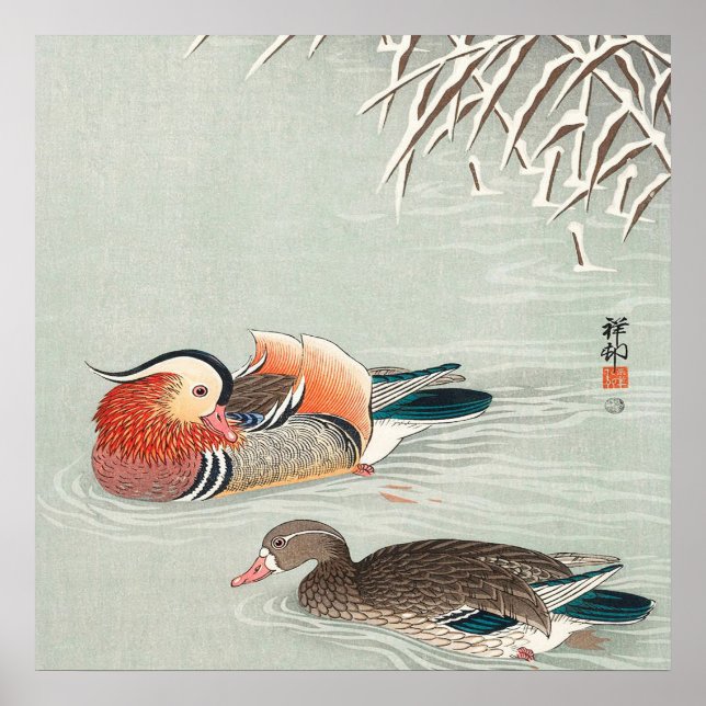 Couple Mandarin Duck Design | Geburtstagsgeschenk Poster (Vorne)