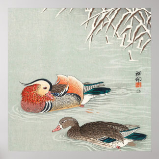 Couple Mandarin Duck Design | Ideales Geschenk Poster