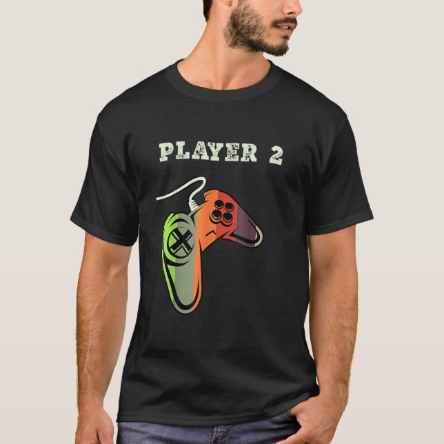 Couple Matching Gamer Gaming Player 1 Player 2 T-Shirt (Vorderseite)