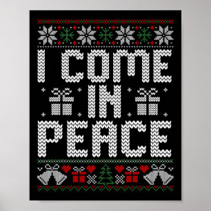 Couple Matching Peace I Come in Peace Ugly Sweater Poster