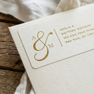 Couple Monogram Ampersad White Address Label Adressaufkleber