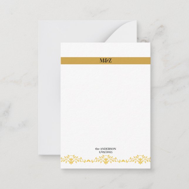 Couple Monogram Hochzeitdatum dekorative Grenze Mitteilungskarte (Vorderseite)