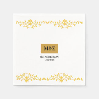 Couple Monogram Hochzeitdatum dekorative Grenze Serviette