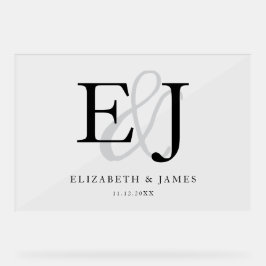 Couple Monogram Initials Elegante Wedding Sign Acrylschild