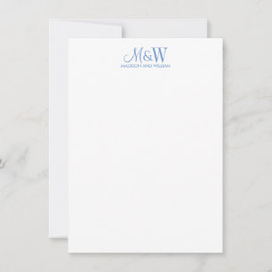 Couple Monogram Minimalistisch Blue Mitteilungskarte