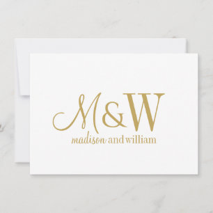 Couple Monogram Minimalistisch Gold Script & Serif Mitteilungskarte