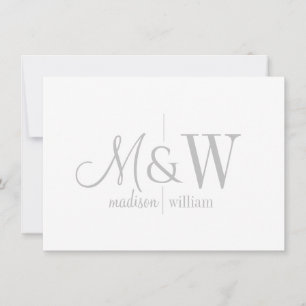 Couple Monogram Minimalistisch Grau Script & Serif Mitteilungskarte