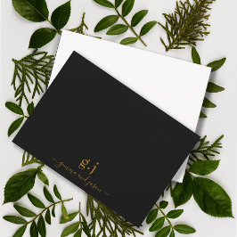 Couple Monogram Minimalistisch Simple Gold Black Mitteilungskarte