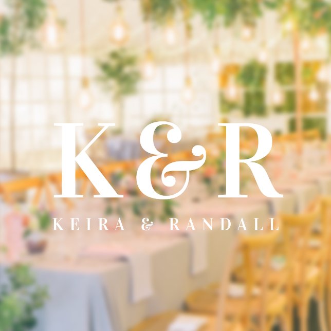 Couple Monogram Minimalistisch Simple White Fensteraufkleber (Von Creator hochgeladen)