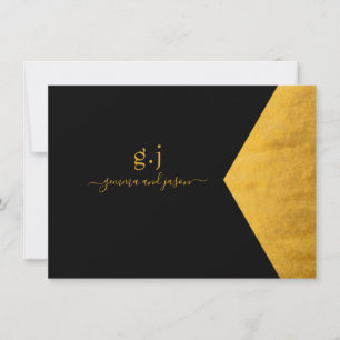 Couple Monogram Minimalistische Imitate Gold Foil  Mitteilungskarte