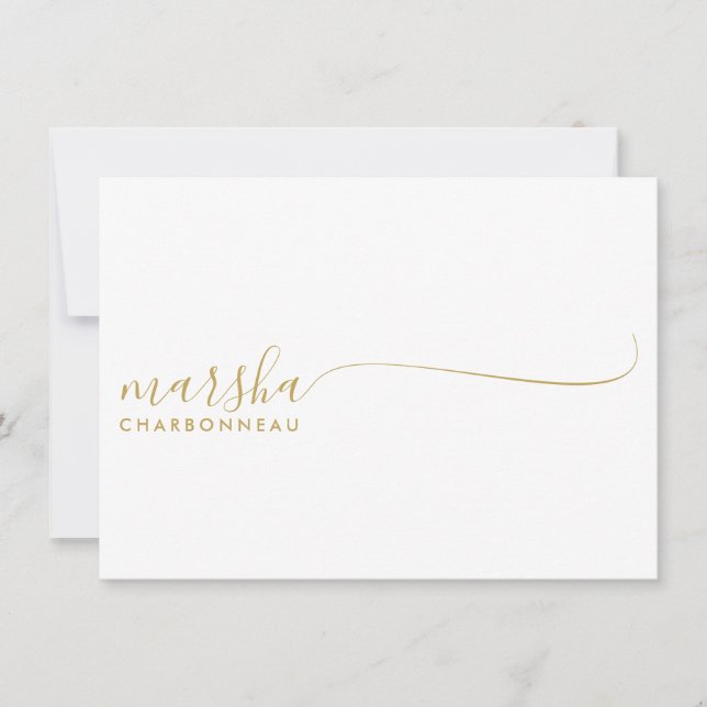 Couple Monogram Minimalistisches Gold Script Mitteilungskarte (Vorderseite)