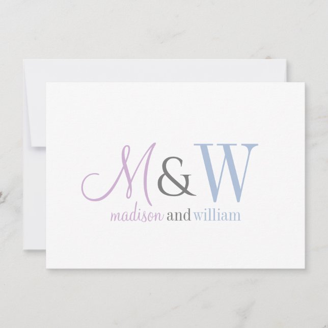 Couple Monogram Minimalistisches Script & Serif Mitteilungskarte (Vorderseite)