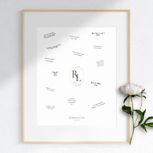 Couple Monogram Wedle Guest Book Alternative Poster