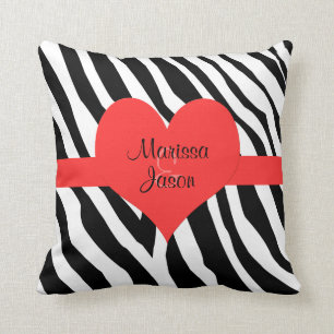Couple Monogram Zebra Print Heftwurfkissen Kissen