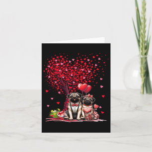 Couple Mops Kostüm Valentinstag Tree Niedlich Hear Karte