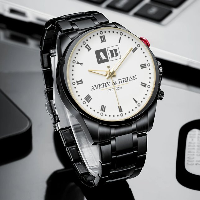 Couple Name Custom Wedding Monogram  Armbanduhr (Von Creator hochgeladen)