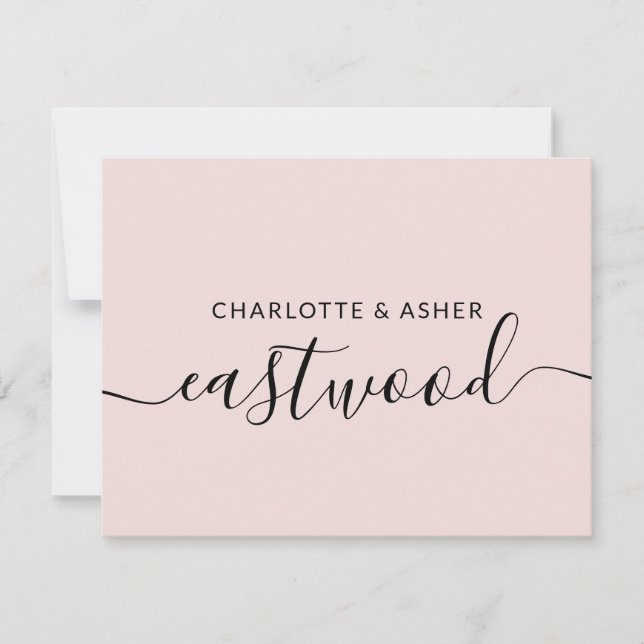 Couple Name Dusty Pink Wedding Monogram Note Card Mitteilungskarte (Vorderseite)