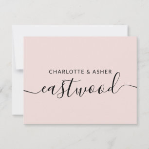 Couple Name Dusty Pink Wedding Monogram Note Card Mitteilungskarte