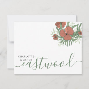 Couple Name Wedding Monogram Floral Mitteilungskarte