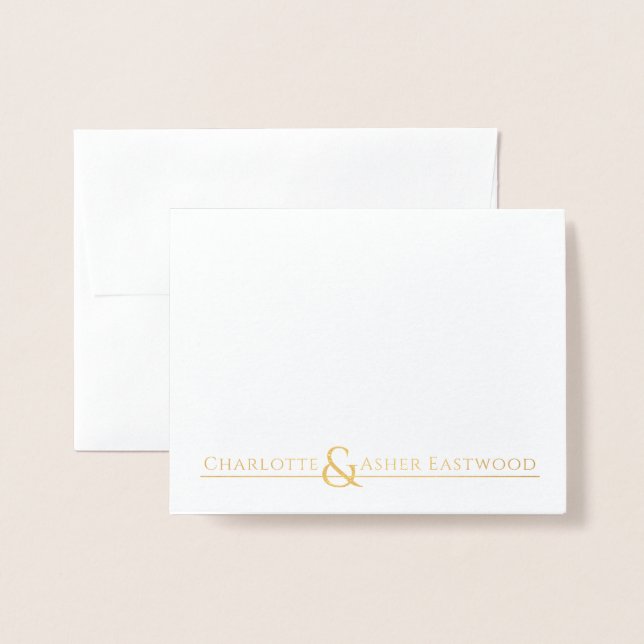 Couple Name Wedding Monogram Gold Foil Folienkarte (Vorderseite mit Umschlag)