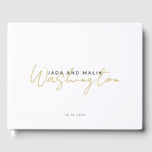 Couple Name Wedding Monogram Gold Script Name Gästebuch