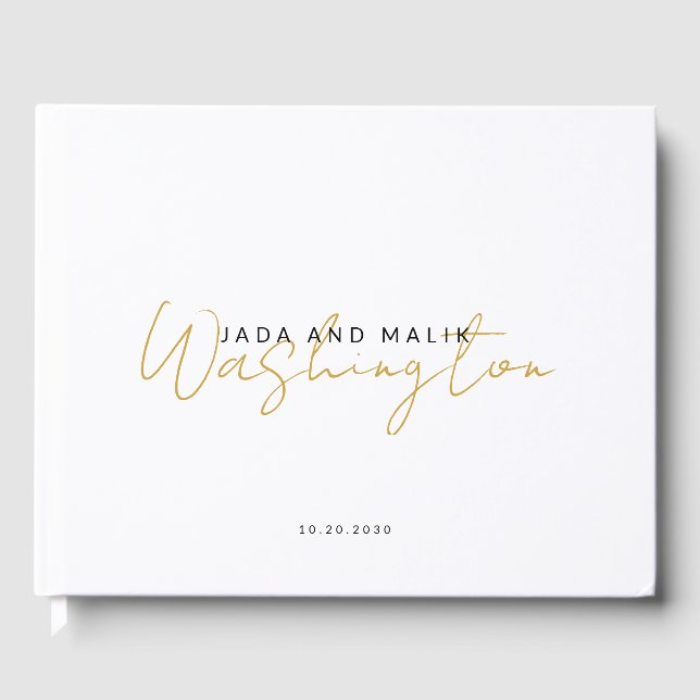 Couple Name Wedding Monogram Gold Script Name Gästebuch (Vorderseite)