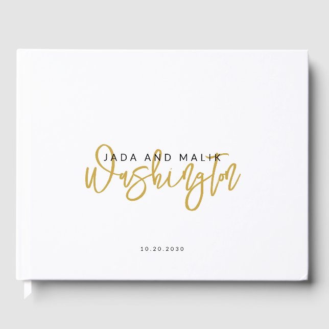 Couple Name Wedding Monogram Gold Script Name Gästebuch (Vorderseite)
