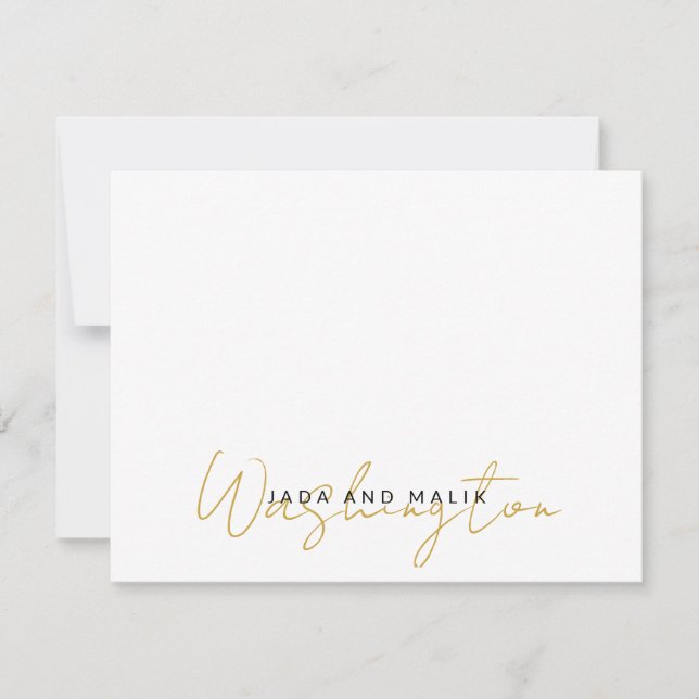 Couple Name Wedding Monogram Gold Script Name Mitteilungskarte (Vorderseite)