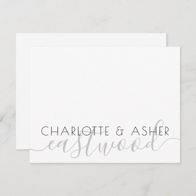 Couple Name Wedding Monogram Note Card Mitteilungskarte (Vorne/Hinten)