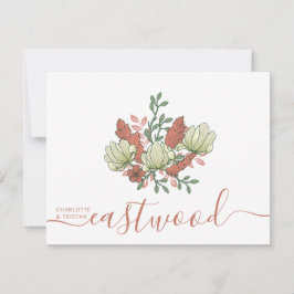 Couple Name Wedding Monogram Vintag Floral Mitteilungskarte