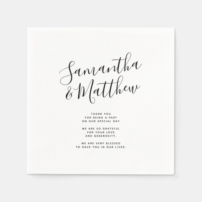 Couple Names Dankeschön-Hochzeit Serviette (Vorderseite)