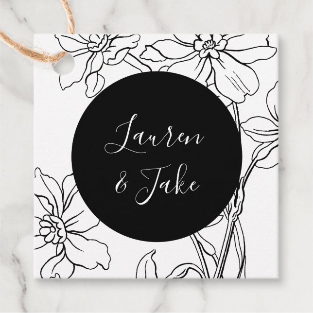 Couple Names Modern Floral Gastgeschenk Hochzeit T Geschenkanhänger (Vorderseite)