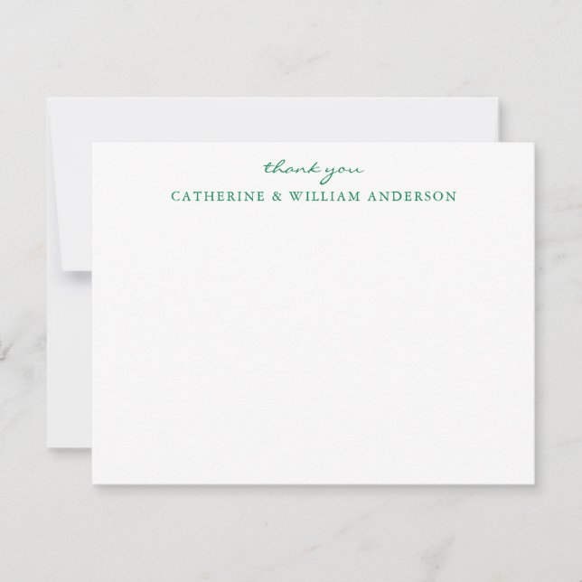 Couple Newlyn Green Script Danke Stationery Mitteilungskarte (Vorderseite)