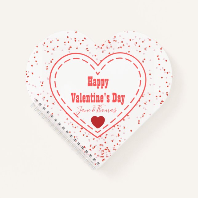 Couple Niedlich Red Heart Modern Happy Valentines  Notizbuch (Vorderseite)