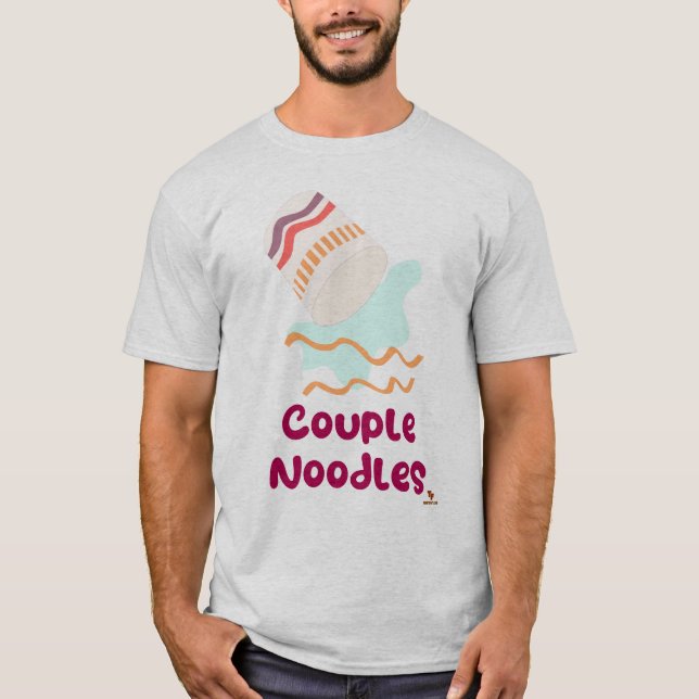 Couple Noodles Funny Ramen Spaß Design T-Shirt (Vorderseite)