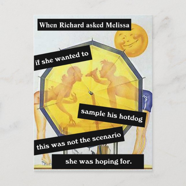 Couple On Beach mit Hotdog Funny Personalisiert Postkarte (Vorderseite)